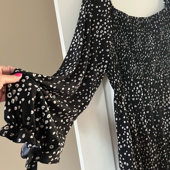 White Birch Black with Small white Dot Pattern Stretch midi length Size 3X - Picture 15 of 16